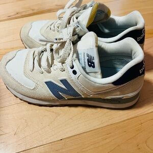 New Balance Cream and Blue Athletic Shoes